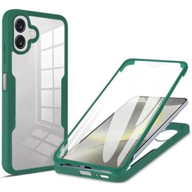 Imagem de MRRSIWEI Capa para Samsung Galaxy A06, [Protetor de tela embutido] [À prova de choque de grau militar] Capa protetora robusta transparente de 360° para Samsung Galaxy A06. Verde completo