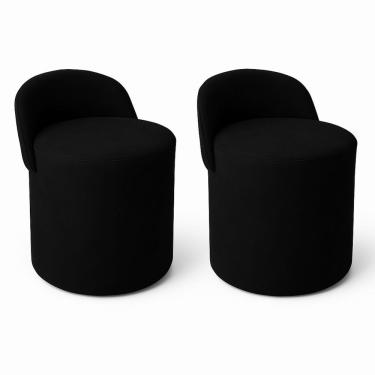 Imagem de Kit 2 Puff Orgânico Encosto Suede Redondo Quarto Sala Estar Cor:preto