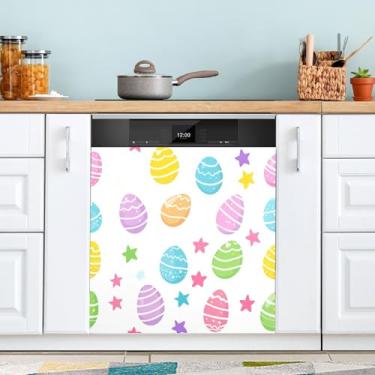 Imagem de ATTX Capa magnética para lava-louças ovos coloridos de Páscoa, 58,4 cm C x 66 cm A, decoração da capa da máquina de lavar louça, decalques para armário doméstico e eletrodomésticos adesivos #110