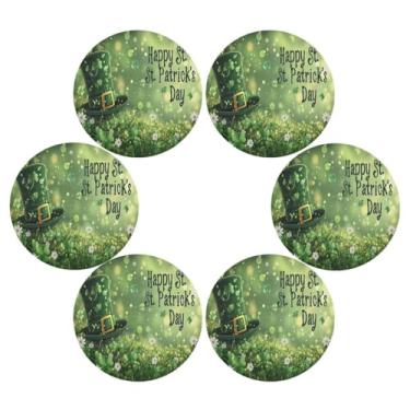 Imagem de ATTX Jogo americano de chapéu de São Patrício para mesa de jantar, jogo americano de decoração do dia de São Patrício, tapetes para mesa de cozinha para 6#306