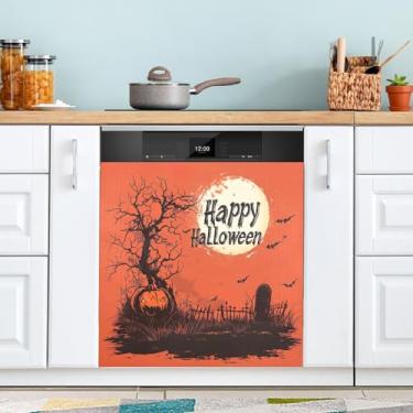 Imagem de ATTX Capa de ímã para lava-louças lua de Halloween, 58,4 cm C x 66 cm A, decoração da capa da máquina de lavar louça, decalques de armário doméstico e eletrodomésticos adesivos #58