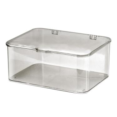 Imagem de ZAWELIYO Caixa de Armazenamento de Mesa de Grande Capacidade, Plástico, à Prova de Poeira, Transparente, Organizador de Capa de Telefone para Desktop, Sala de Estar, Quarto Com Tampa (Cinza Claro)