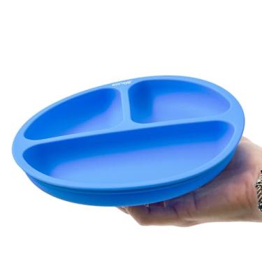 Imagem de Prato Infantil Silicone Azul com 3 Divisórias – Antiderrapante e Flexível