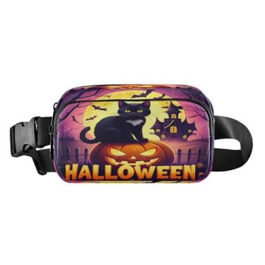 Imagem de CEBUGI Pochetes de caminhada para homens e mulheres, pochetes modernas de gatos pretos resistentes à água com cinto ajustável para treino, viagem, corrida