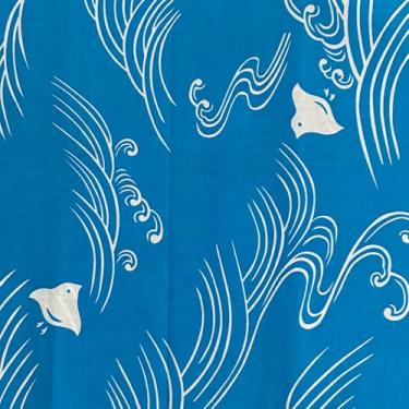 Imagem de Tecido japonês Tanmono por jarda, tecido 100% algodão para costura de roupas e artesanato, tecido japonês tradicional, 1 jarda 40,6 x 89 cm (1 jarda pré-cortado, ondas)