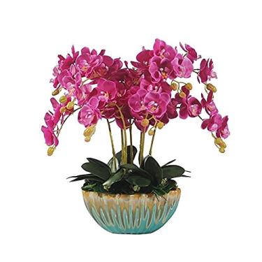 Imagem de Orquídea artificial com vaso roxo Phalaenopsis plantas falsas em vaso flor falsa para arranjos de sala de estar em casa Cor : roxo roxo
