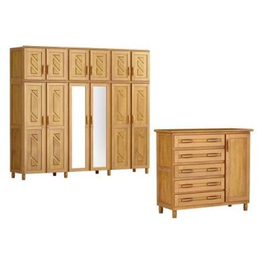 Imagem de Conjunto Quarto: Guarda-Roupa Grécia Casal 12 Portas 3 Gavetas  Cômoda