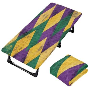 Imagem de Burbuja Lençol de berço de losango Mardi Gras para crianças, lençol de cochilo acolchoado portátil com faixa elástica para meninas e meninos, lavável na máquina, 63,5 x 127 cm