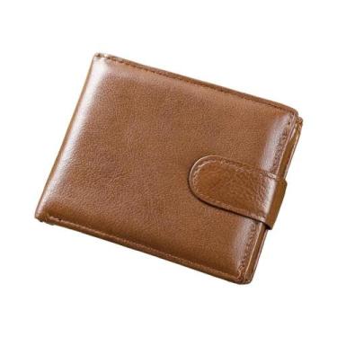 Imagem de Carteira Masculina De Couro Genuíno Com Proteção RFID E Bolso Frontal 