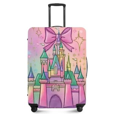 Imagem de ANNA QUEEN Capa de bagagem de viagem, capa protetora de mala de viagem elástica e antiarranhões, lavável e durável protege contra arranhões, sujeira e danos, Fantasy Castle, L(fits 28-30Inch suitcase