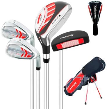 Imagem de Conjunto de 5 peças de taco de golfe infantil, conjunto de tacos de golfe júnior para idades de 4 a 12 anos inclui bolsa de suporte, 1# Drive, 5# híbrido, 6/7#, 9/P# ferros e Putter mão direita para