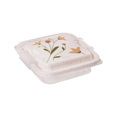 Imagem de Pote Quadrado De Plástico 150Ml Clique E Trave Decorado