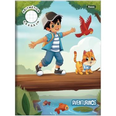 Imagem de Kit de Cadernos Quadriculados, Foroni, Universitário, Aventurinos, Aritmética, Costurado, Pacote com 10