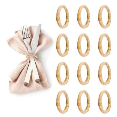 Imagem de HICOHAND Conjunto de 12 anéis de guardanapo de bambu, porta-guardanapos rústicos, feitos à mão, decorações de mesa naturais para férias, festa, ano novo, ação de graças