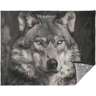 Imagem de TSENQUE Cobertores e mantas cinza lobo personalizados para sofá de pelúcia presentes de viagem 177,8 cm x 139,7 cm cobertores felpudos legais