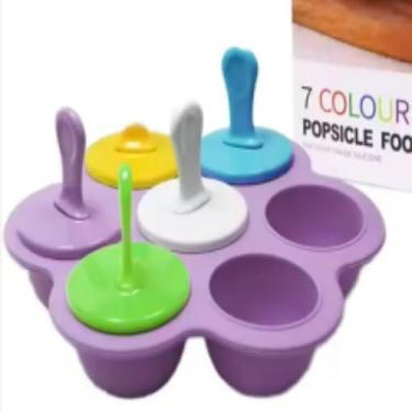 Imagem de Molde de picolé de silicone colorido para picolé, ferramenta sustentável para fazer sorvete