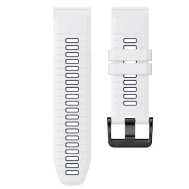 Imagem de KAPPDE Pulseira Fenix 7X Pro/6X Pro para Fenix 6X, Fenix 7X, 26 mm de largura, Fenix 5X Plus, para Descent Mk2i/Tactix Delta/Tactix 7 Pro/Tactix 7, pulseiras de relógio de silicone macio (branco-azul
