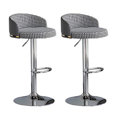 Imagem de Conjunto de 2 bancos de bar com almofada macia de poliuretano, banquetas giratórias ajustáveis, bancos de encosto baixo, 5 a 8 minutos para montar, carrega até 150 kg