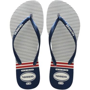 Imagem de Chinelo Havaianas Slim Nautical Feminino - Marinho e Vermelho, 35/36