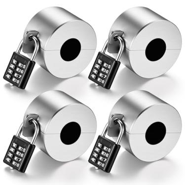 Imagem de Frienda 4 conjuntos de kits de cadeado de tampa de aço inoxidável com trava de torneira para ambientes externos, para evitar roubo de água, uso não autorizado para torneiras de jardim ao ar livre