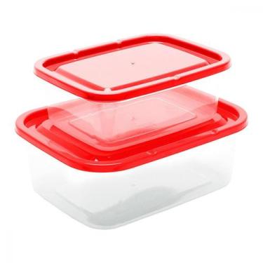 Imagem de Kit 2 Potes Vasilhas Quadrados de Plástico Marmitas Grande Porta Manti