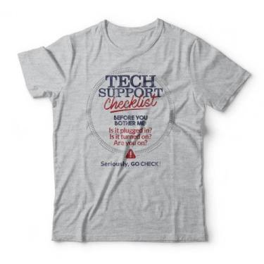 Imagem de Camiseta Tech Support Checklist - Studio Geek, M, Mescla cinza