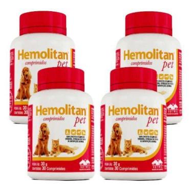 Imagem de Kit 4 Hemolitan Pet Paracães E Gatos 30 Comprimidos Vetnil