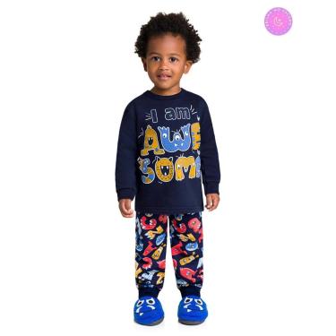 Imagem de Pijama Moletom Infantil Menino Monstro Brilha No Escuro-Masculino