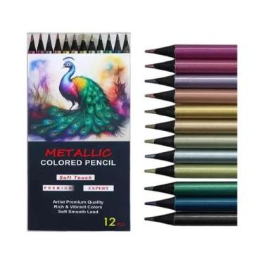 Imagem de Conjunto De Lápis De Cor Metálicos 12/24 Cores Para Desenho, Esboço, M