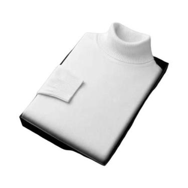 Imagem de Suéter Masculino De Gola Alta De Manga Longa Slim Fit Tricotado Em Cor