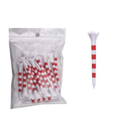 Imagem de Conjunto de 20 peças com suporte de bola de golfe profissional de plástico listrado colorido 70/83 mm camisetas de treino de golfe (70 mm, vermelho)