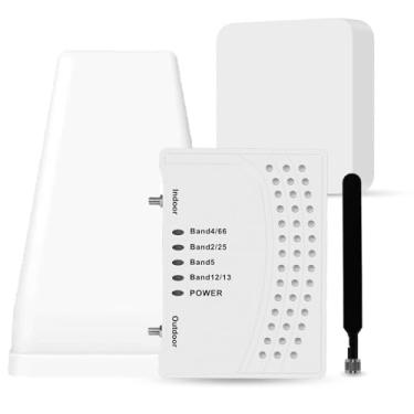 Imagem de Amplificador de celular para casa e várias salas, amplificador de sinal de celular com 2 antenas internas para banda 66/2/4/5/12/17/13/25, até 6000 m², Boost 4G 5G LTE para todas as operadoras dos EUA