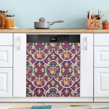 Imagem de ATTX Capa de ímã de lava-louças coroa de carnaval de carnaval | Adesivo decorativo de eletrodomésticos de 58,4 cm x 66 cm para armários domésticos e eletrodomésticos (177)