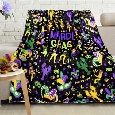 Imagem de Cobertor supermacio, aconchegante e de pelúcia para sofá e cadeira, cobertores de carnaval e mantas de carnaval (127 x 152 cm)
