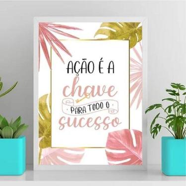Imagem de Quadro A Ação É A Chave Para O Sucesso 33X24Cm - Com Vidro