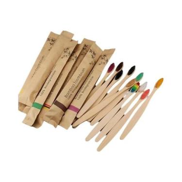 Imagem de Escova De Dentes De Bambu Com Cerdas Macias, Ecológica E Biodegradável
