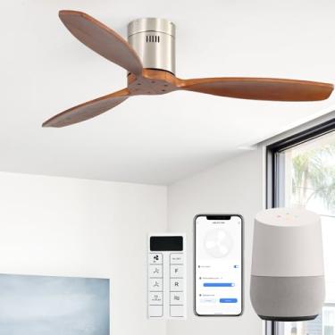 Imagem de Sofucor Ventilador de teto inteligente de 52 polegadas sem luz embutida Ventilador de teto de madeira maciça com Alexa/Google/APP/controle remoto - ventiladores de teto externos modernos sem luz para