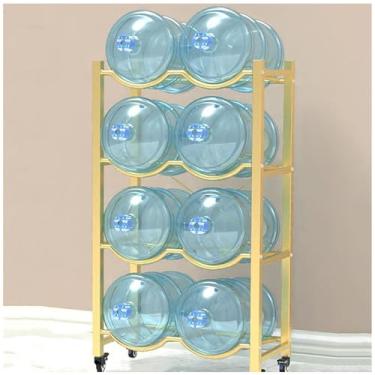 Imagem de Suporte para jarro de água resistente de 5 galões com 4 rodas, suporte organizador de garrafa de água móvel, suporte de refrigerador de água durável para escritório, restaurante, academia e uso
