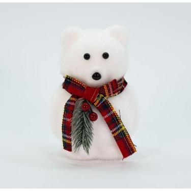 Imagem de Enfeite Ursinho Polar Natalino Com Cachecol Xadrez 17 Cm