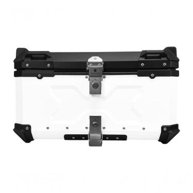 Imagem de Baú Moto Traseiro 60 Litros 2 Capacetes Aluminio Preto/branco Tronos