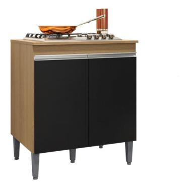 Imagem de Balcão Multiuso para Cooktop Andreia 4 ou 5 bocas Ajl Móveis, Amêndoa/