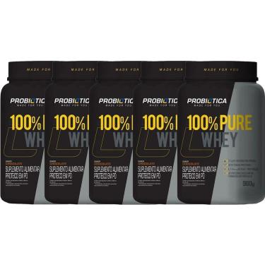 Imagem de Kit 5X 100% Pure Whey Nova Fórmula - 900g Chocolate - Probiótica-Masculino