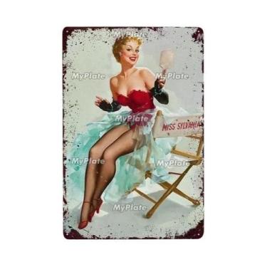 Imagem de Placa Decorativa Vintage De Metal Com Pin-up Girl Para Bar, Casa Ou Ca