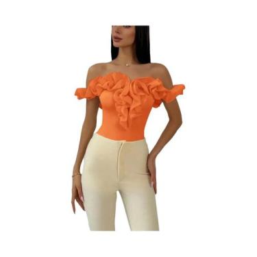 Imagem de Camiseta Feminina Elegante De Malha Com Ombro Único Para Primavera Ver