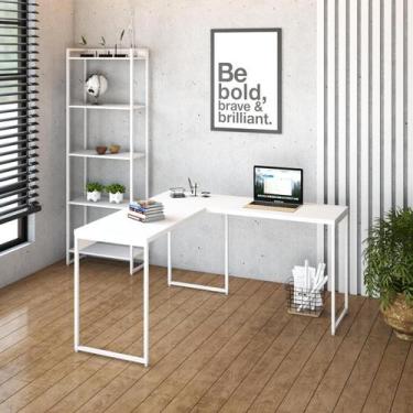 Imagem de Mesa de Escritorio em L Office Dynamica 135cm Est.Branca - Metalig