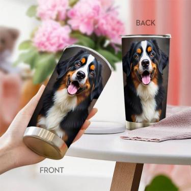 Imagem de Copo de viagem, caneca de café Oasisdream, 600 ml com estampa de cacho