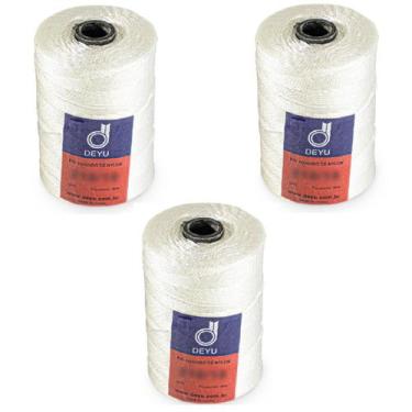 Imagem de Kit 3 Fio Encala Torcido Branco Rolo 200gr Várias Bitolas Para Pesca P