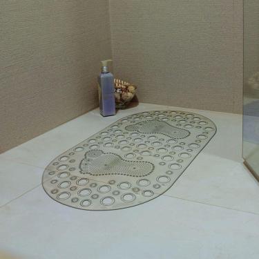 Imagem de Tapete Antiderrapante De Box Oval Cristal 67x35cm - Uzoo Tapete De Box Oval Pe 67x35 Cm Cristal