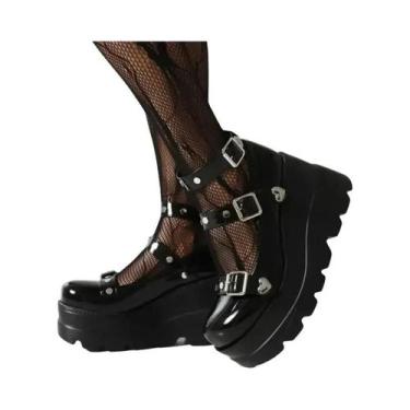 Imagem de Sandálias Femininas Clássicas Punk Lolita Com Salto Super Alto Platafo