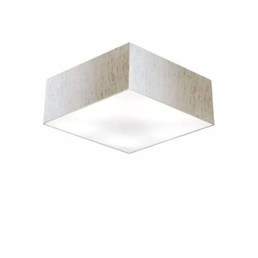 Imagem de Plafon Quadrado Md-3050 Cúpula Em Tecido 12/40x40cm Linho Bege - Bivolt